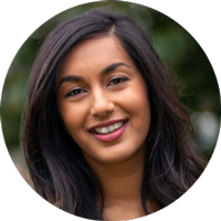 Smiling woman with long dark hair